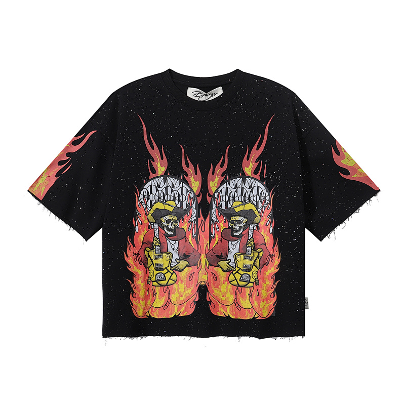 编号BK013，P75 BKYS On Fire F-Terry Cropped Tee