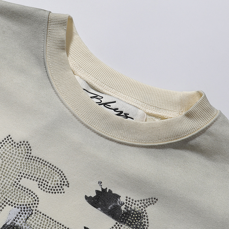 编号BK011，P75, BKYS Natural Punks F-Terry Cropped T-shirt烫钻毛圈短袖