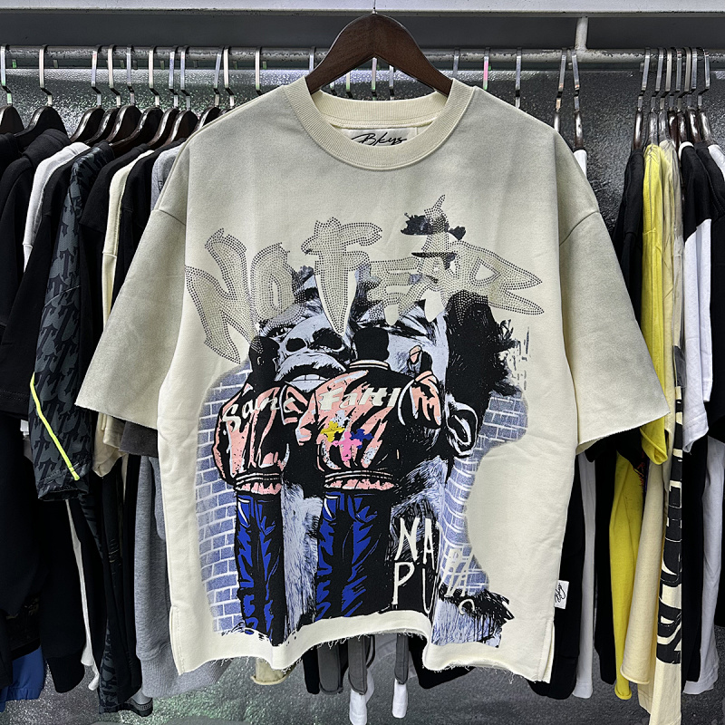 编号BK011，P75, BKYS Natural Punks F-Terry Cropped T-shirt烫钻毛圈短袖