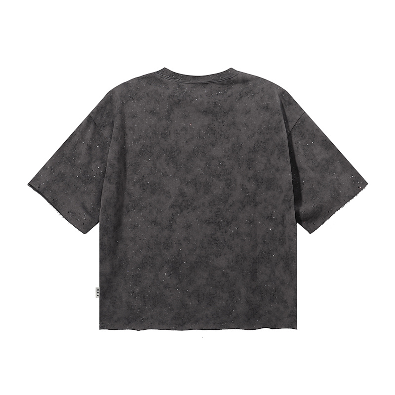 编号BK010，P75 BKYS Saint F-Terry Cropped T-shirt烫钻Saint毛圈短袖