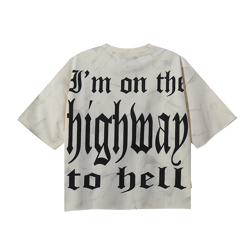 编号BK009，P75,BKYS Hooked F-Terry Cropped T-shirt烫钻骷髅汽车印花