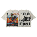 编号BK009，P75,BKYS Hooked F-Terry Cropped T-shirt烫钻骷髅汽车印花