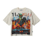 编号BK009，P75,BKYS Hooked F-Terry Cropped T-shirt烫钻骷髅汽车印花