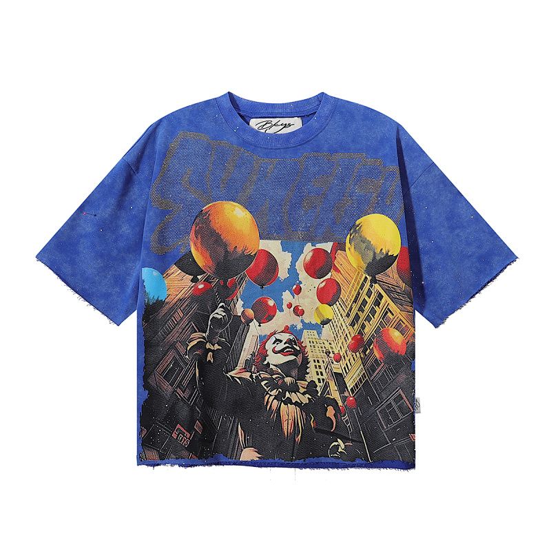 编号BK008，P75,BKYS Synergy F-Terry Cropped T-shirt烫钻小丑气球短袖