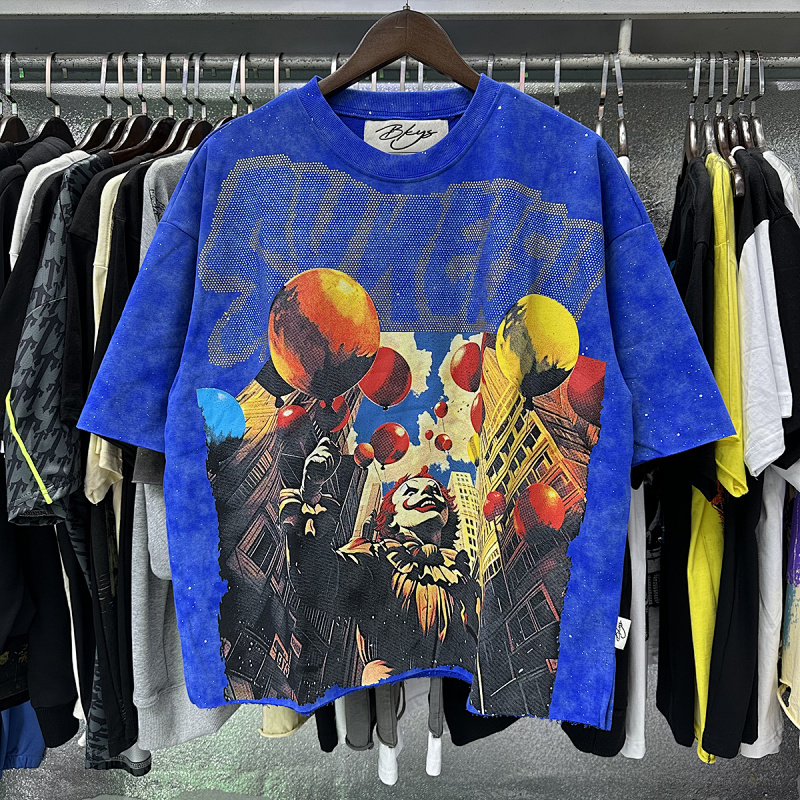 编号BK008，P75,BKYS Synergy F-Terry Cropped T-shirt烫钻小丑气球短袖