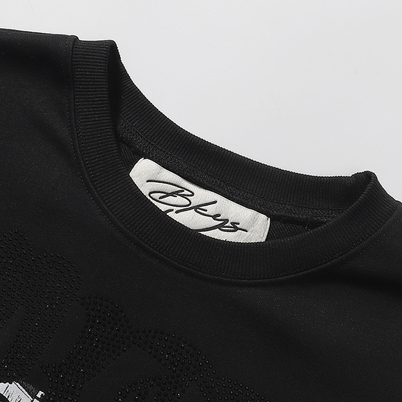 编号BK007，P75BBKYS Crew F-Terry Crop T-shirt烫钻毛圈短袖