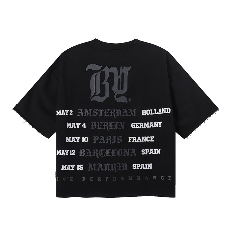 编号BK007，P75BBKYS Crew F-Terry Crop T-shirt烫钻毛圈短袖