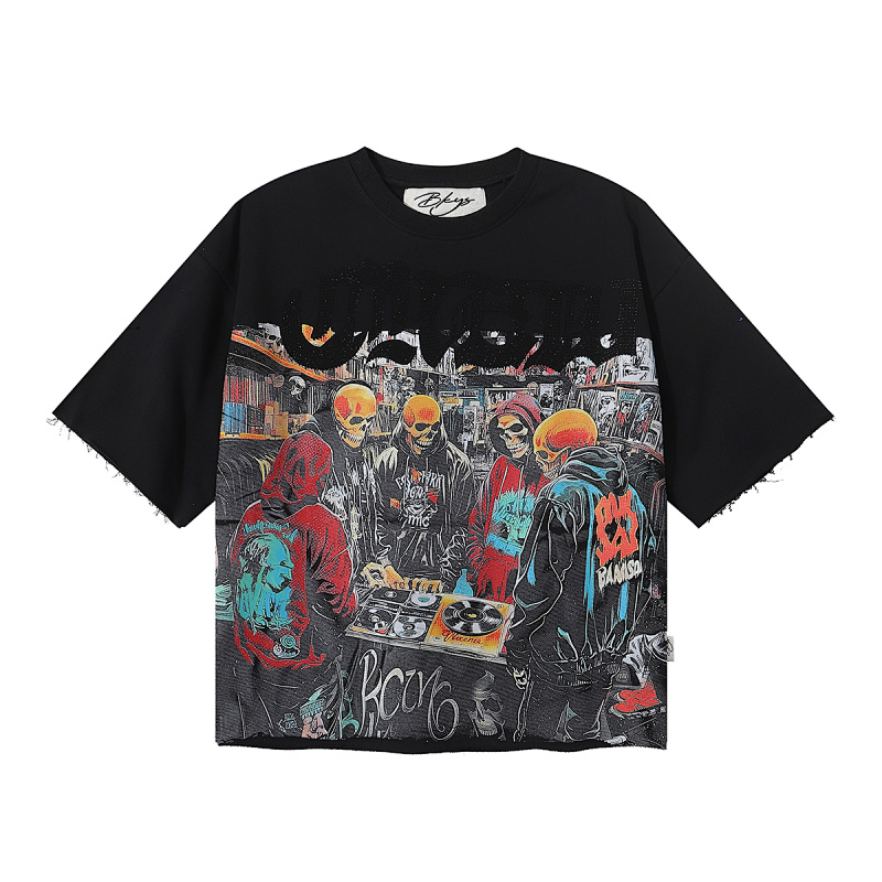 编号BK007，P75BBKYS Crew F-Terry Crop T-shirt烫钻毛圈短袖