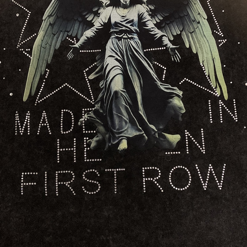 F516# P63 FIRST ROW MADE IN HEAVEN SHINING ANGEL CROPPED TEE最新潮牌烫钻短袖T恤