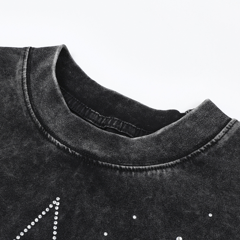 F516# P63 FIRST ROW MADE IN HEAVEN SHINING ANGEL CROPPED TEE最新潮牌烫钻短袖T恤