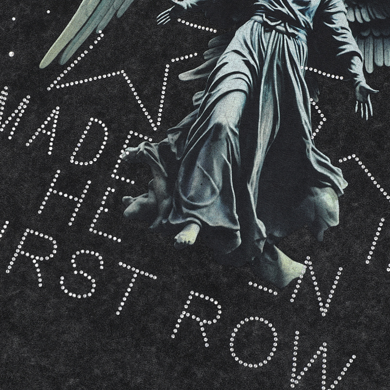 F516# P63 FIRST ROW MADE IN HEAVEN SHINING ANGEL CROPPED TEE最新潮牌烫钻短袖T恤