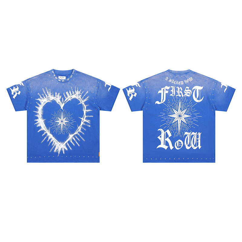 F806# P75 First Row A Sacred Vow Heart 2026ss最新时尚潮牌烫钻拉浆高品质短袖T恤