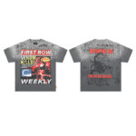 F507# P67 FIRST ROW Breaking News Venom Kills Cropped Tee 2026SS烫钻洗水做旧纯棉短袖T恤