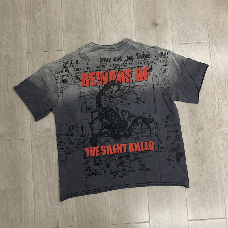 F507# P67 FIRST ROW Breaking News Venom Kills Cropped Tee 2026SS烫钻洗水做旧纯棉短袖T恤