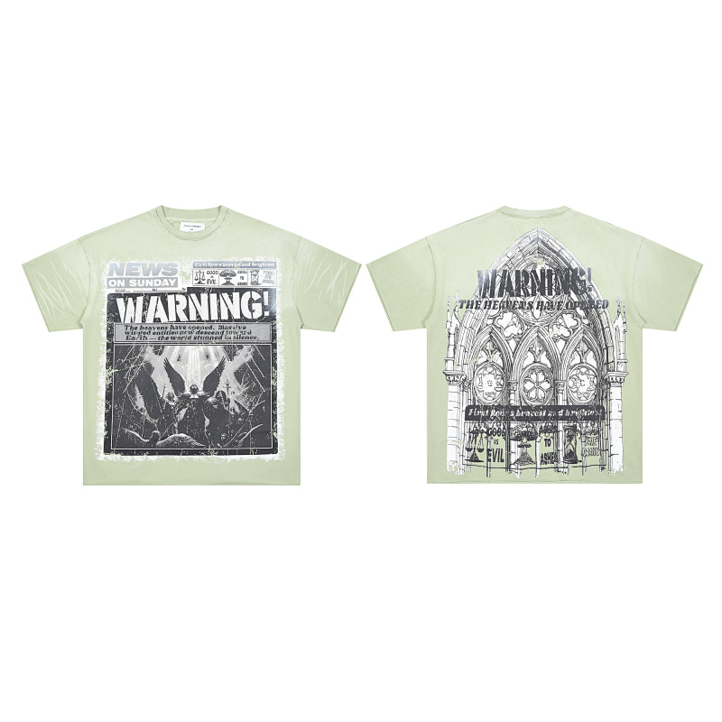 F803# P67 FIRST ROW Breaking News Warning From Heaven Cropped Tee 2026ss欧美街头潮牌短袖T恤