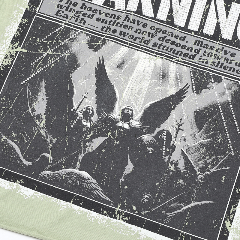 F803# P67 FIRST ROW Breaking News Warning From Heaven Cropped Tee 2026ss欧美街头潮牌短袖T恤