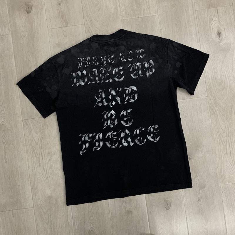 F105# P77 FIRST ROW WAKE UP AND BE FIERCE APPLIQUE TEE潮牌高品质皮革绣花时尚短袖T恤