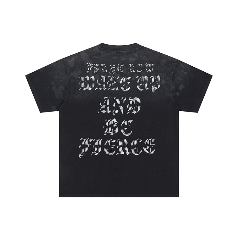 F105# P77 FIRST ROW WAKE UP AND BE FIERCE APPLIQUE TEE潮牌高品质皮革绣花时尚短袖T恤