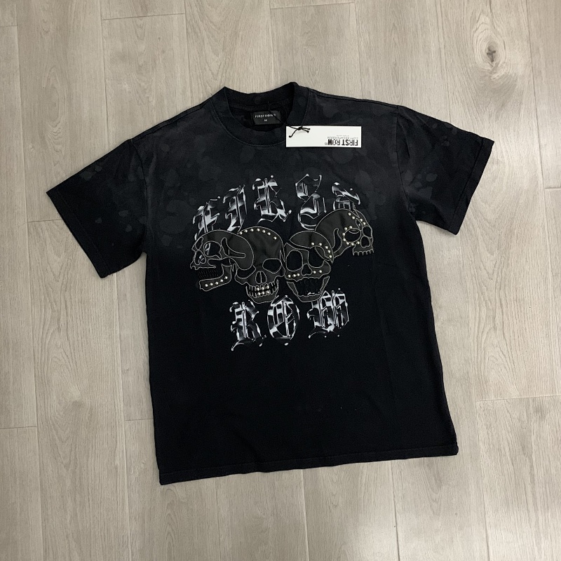 F105# P77 FIRST ROW WAKE UP AND BE FIERCE APPLIQUE TEE潮牌高品质皮革绣花时尚短袖T恤