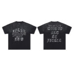 F105# P77 FIRST ROW WAKE UP AND BE FIERCE APPLIQUE TEE潮牌高品质皮革绣花时尚短袖T恤