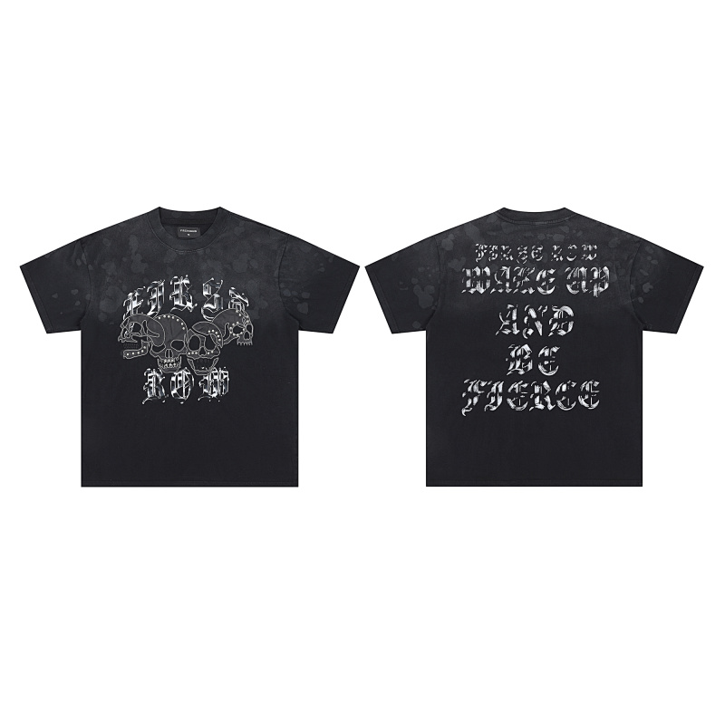 F105# P77 FIRST ROW WAKE UP AND BE FIERCE APPLIQUE TEE潮牌高品质皮革绣花时尚短袖T恤