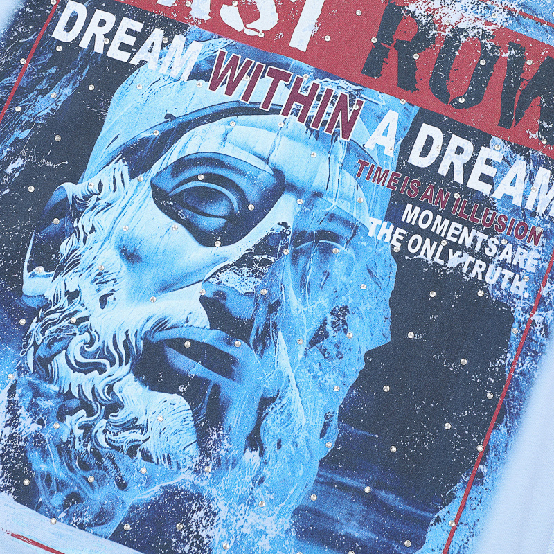 F512# P72 FIRST ROW LOST UTOPIA RUINS DREAM CROPPED TEE美国潮牌白墨直喷高品质烫钻短袖T恤