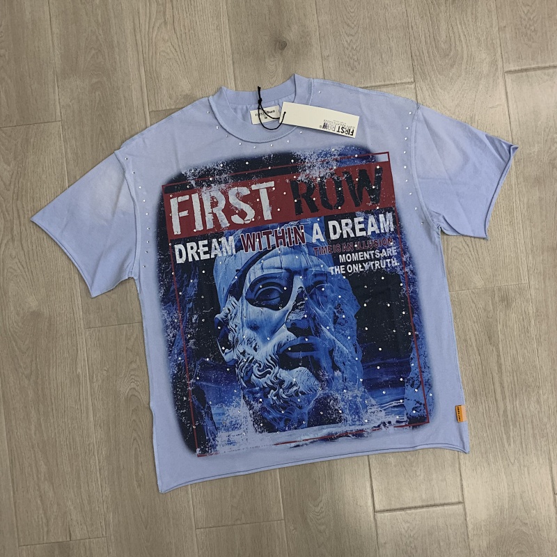 F512# P72 FIRST ROW LOST UTOPIA RUINS DREAM CROPPED TEE美国潮牌白墨直喷高品质烫钻短袖T恤