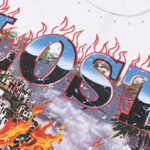 F511# P65 FIRST ROW LOST UTOPIA BURNING FLAME TEE最新洛杉矶潮牌短袖T恤