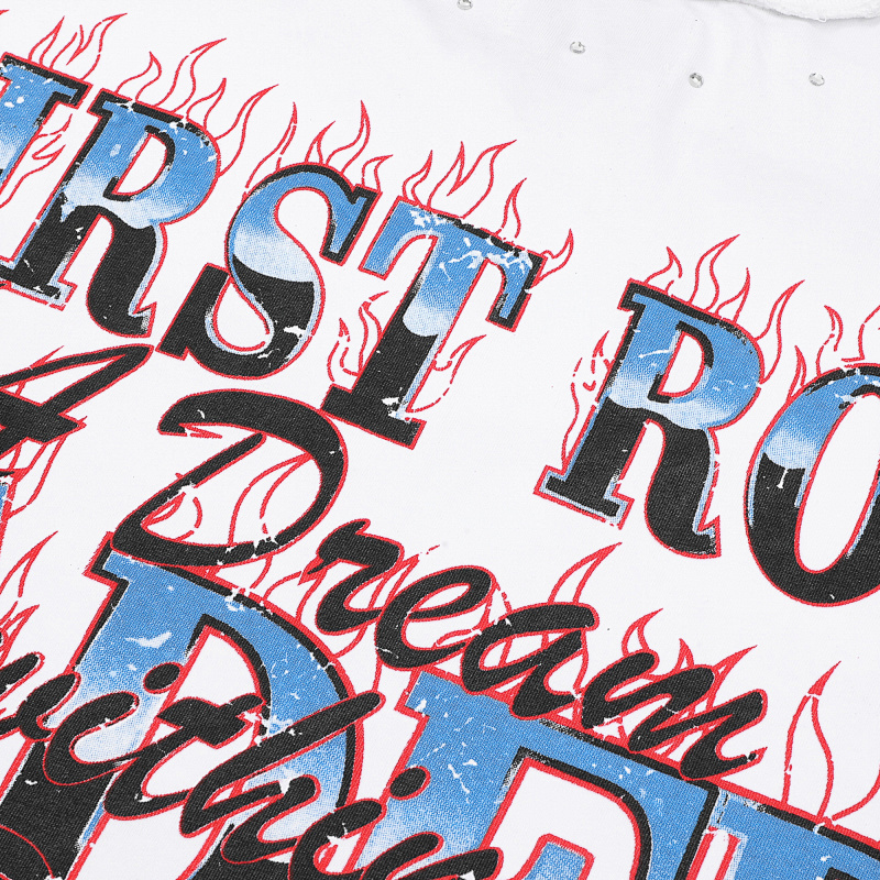 F511# P65 FIRST ROW LOST UTOPIA BURNING FLAME TEE最新洛杉矶潮牌短袖T恤
