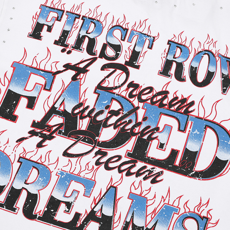 F511# P65 FIRST ROW LOST UTOPIA BURNING FLAME TEE最新洛杉矶潮牌短袖T恤