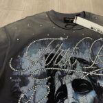 F513# P72 FIRST ROW LOST UTOPIA UNEARTH CROPPED TEE 白墨直喷透气烫钻短袖T恤