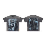 F513# P72 FIRST ROW LOST UTOPIA UNEARTH CROPPED TEE 白墨直喷透气烫钻短袖T恤