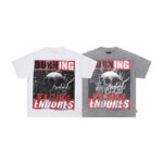 F506# P68(白色） P70(灰色) FIRST ROW BREAKING NEWS BURNING FLAMES CROPPED TEE时尚烫钻潮牌短袖