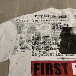 F506# P68(白色） P70(灰色) FIRST ROW BREAKING NEWS BURNING FLAMES CROPPED TEE时尚烫钻潮牌短袖