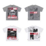F506# P68(白色） P70(灰色) FIRST ROW BREAKING NEWS BURNING FLAMES CROPPED TEE时尚烫钻潮牌短袖