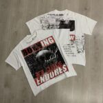 F506# P68(白色） P70(灰色) FIRST ROW BREAKING NEWS BURNING FLAMES CROPPED TEE时尚烫钻潮牌短袖