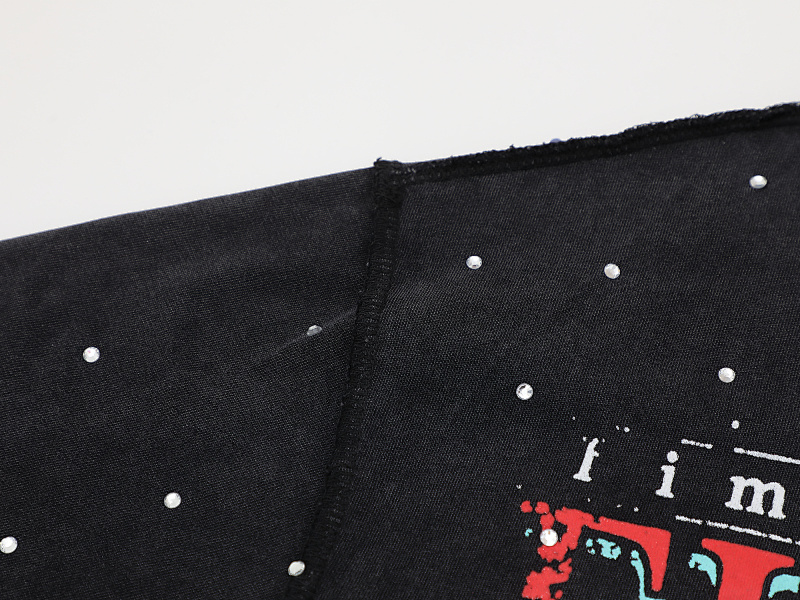 F515# P68 FIRST ROW LOST UTOPIA ILLUSION CROPPED TEE满幅烫钻街头时尚短袖T恤