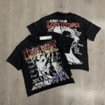 F515# P68 FIRST ROW LOST UTOPIA ILLUSION CROPPED TEE满幅烫钻街头时尚短袖T恤