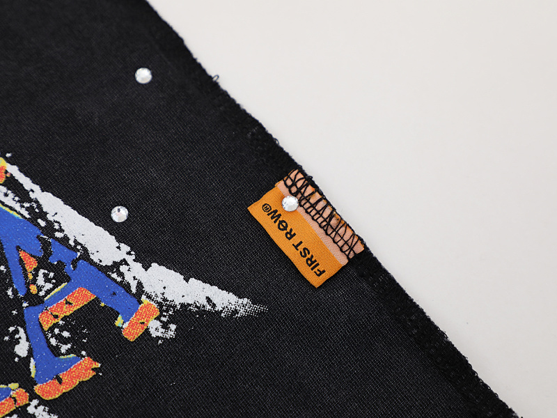 F515# P68 FIRST ROW LOST UTOPIA ILLUSION CROPPED TEE满幅烫钻街头时尚短袖T恤