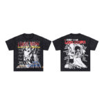 F515# P68 FIRST ROW LOST UTOPIA ILLUSION CROPPED TEE满幅烫钻街头时尚短袖T恤