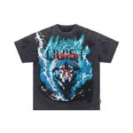 F508# P55 FIRST ROW WARNING NOT SO QUIET WOLF CROPPED TEE洗水做旧高品质短袖