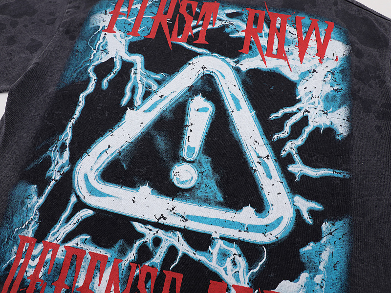 F508# P55 FIRST ROW WARNING NOT SO QUIET WOLF CROPPED TEE洗水做旧高品质短袖