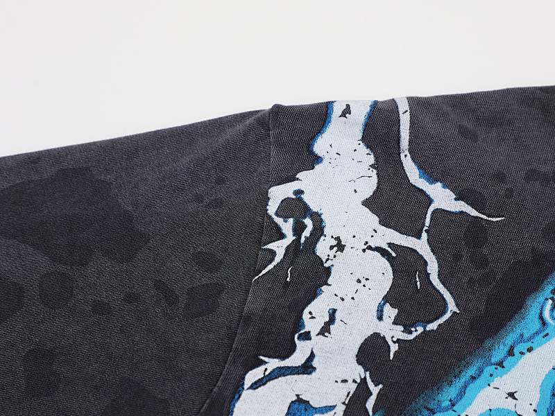 F508# P55 FIRST ROW WARNING NOT SO QUIET WOLF CROPPED TEE洗水做旧高品质短袖