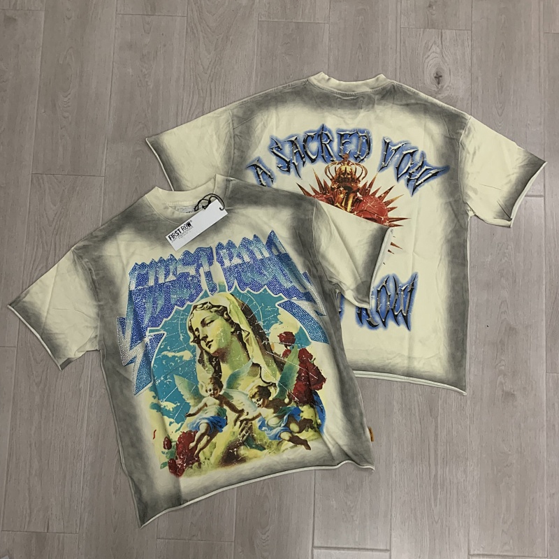 F501# P65 First Row A Sacred Vow Angel Tee 时尚烫钻潮牌短袖