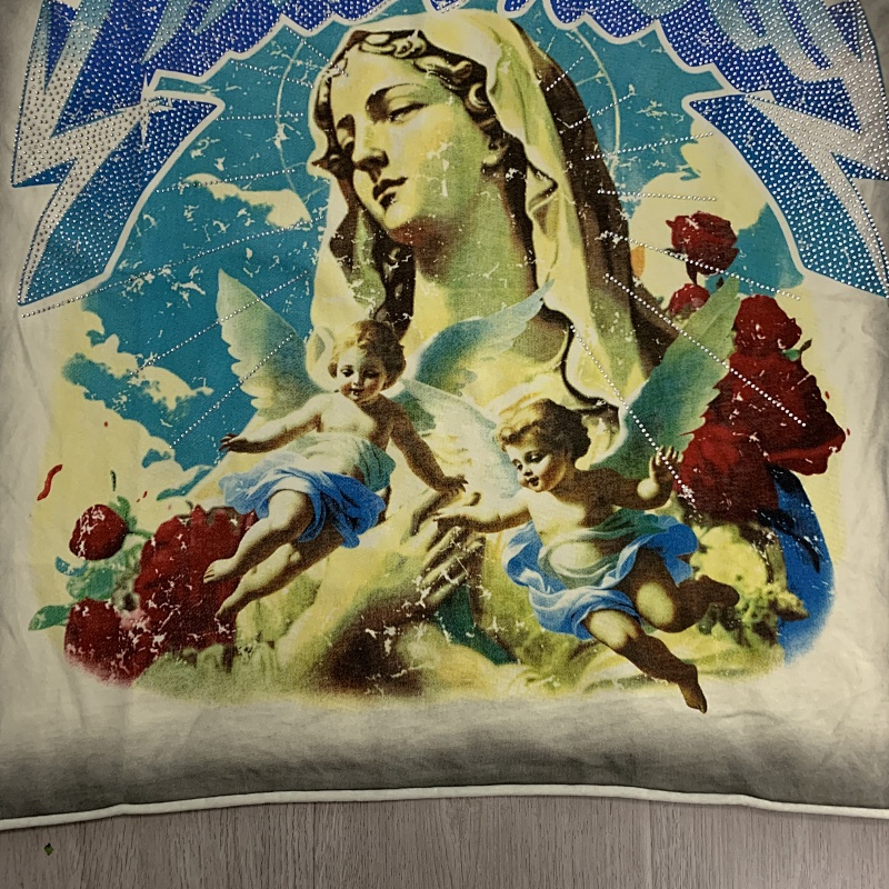 F501# P65 First Row A Sacred Vow Angel Tee 时尚烫钻潮牌短袖