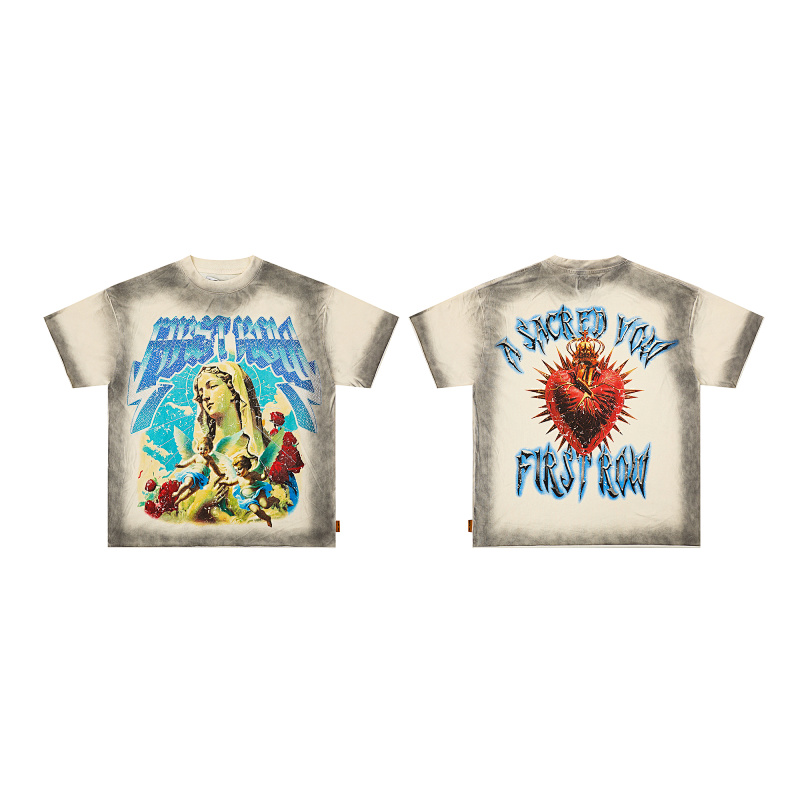 F501# P65 First Row A Sacred Vow Angel Tee 时尚烫钻潮牌短袖