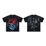 F103# P63 FIRST ROW WAKE UP AND BE FIERCE FLAME APPLIQUE TEE火焰时尚潮牌短袖