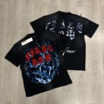 F103# P63 FIRST ROW WAKE UP AND BE FIERCE FLAME APPLIQUE TEE火焰时尚潮牌短袖