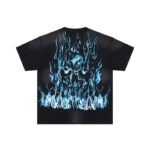 F102# P63 FIRST ROW WAKE UP AND BE FIERCE FLAME TEE烫钻洗水做旧短袖T恤