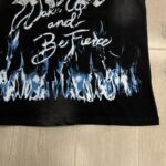 F102# P63 FIRST ROW WAKE UP AND BE FIERCE FLAME TEE烫钻洗水做旧短袖T恤